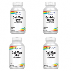 Solaray Cal-Mag Citrat 1:1 med  Vitamin D - 4 x 270 Kapsler