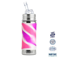 Pura® Kiki™ - Sutteflaske 6+ måneder fast flow Straw - pink/lilla swirl