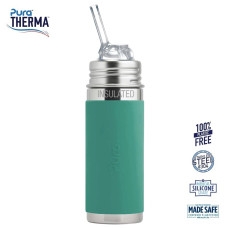 Pura® Kiki™ - termo sutteflaske 6+ måneder fast flow Straw - mint